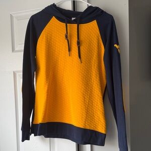 Stylish Navy and Gold Women's Quilted Hoodie